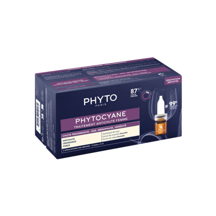 محلول ضدریزش مو فیتو مدل phytocyane حجم 7.5 میلی لیتر بسته 12 عددی