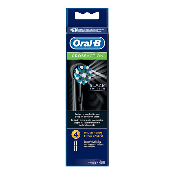 سری یدک مسواک برقی اورال-بی مدل Cross action black edition بسته 4 عددی