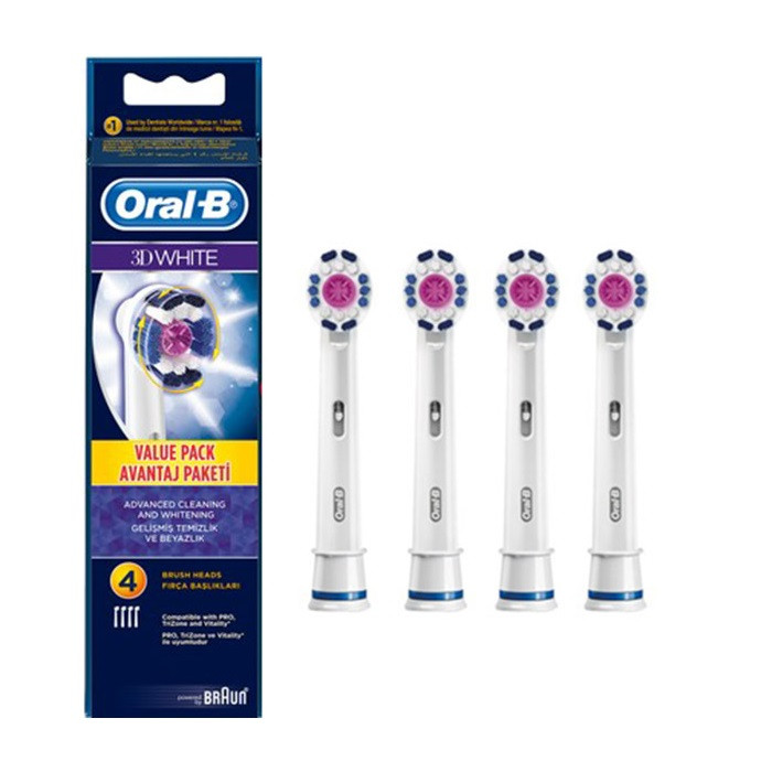 سری یدک مسواک برقی اورال-بی مدل 3D White بسته 4 عددی
