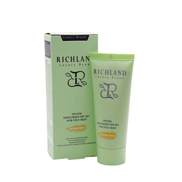 کرم ضد آفتاب رنگی صورت ریچلند SPF 50 مدل 02 محافظ UVA و UVB مناسب برای پوست چرب حجم 40 میلیلیتر