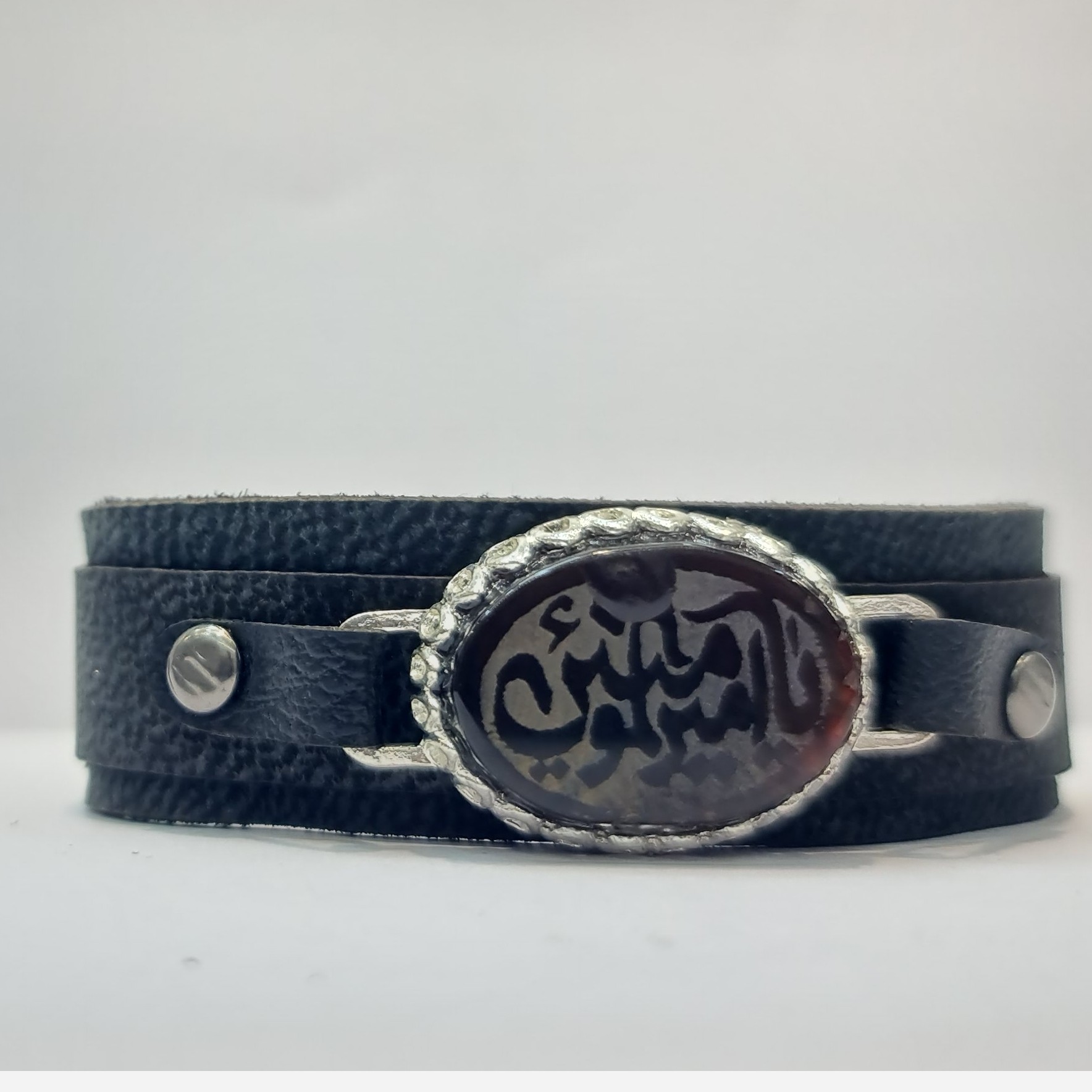 دستبند یا امیرالمومنین عقیق چرمی