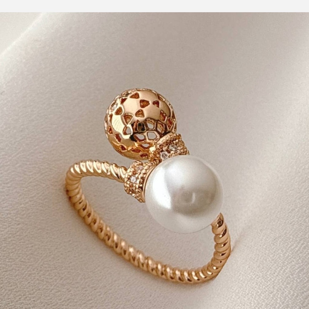 انگشتر ژوپینگ زنانه مرواریدی توپی