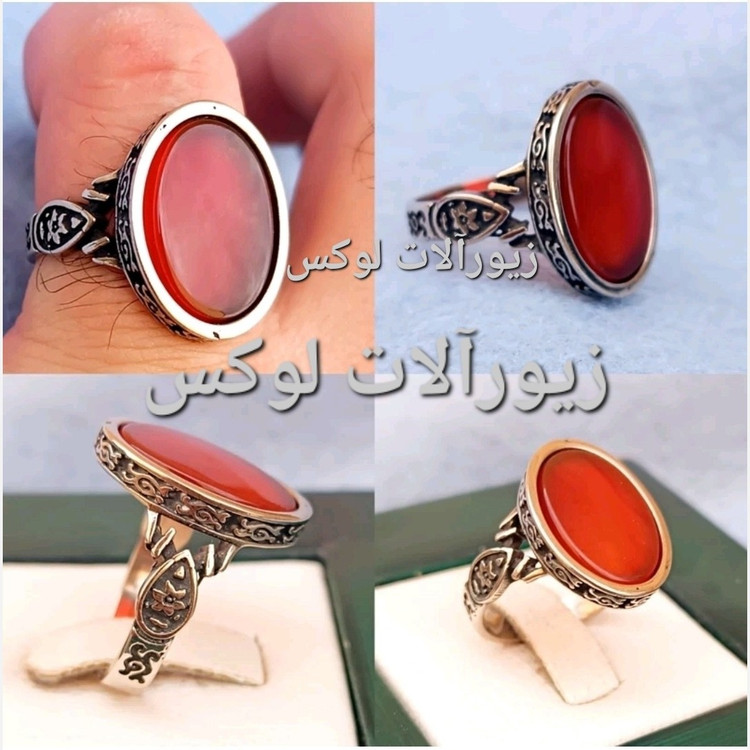 انگشتر عقیق سرخ مردانه طرح نقره رکاب سفارشی