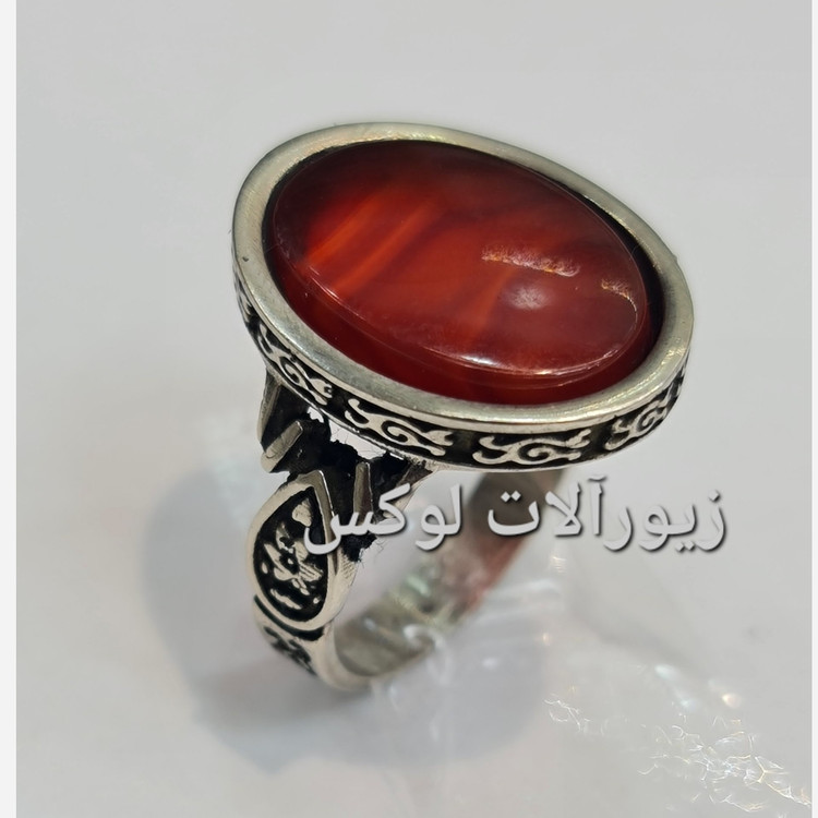 انگشتر عقیق سرخ مردانه طرح نقره رکاب سفارشی