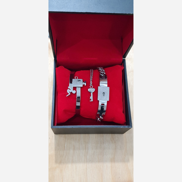 دستبند ست قفل و کلید دار استیل