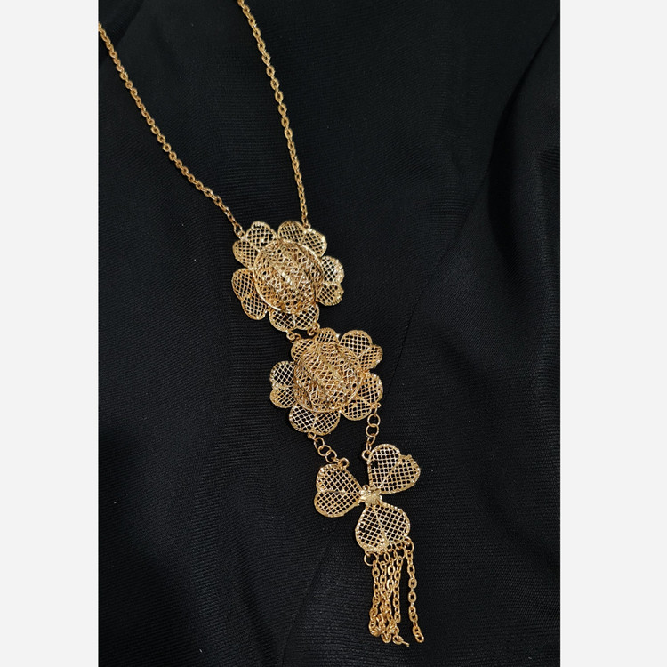 گردنبند زنانه طرح طلا گل برجسته3
