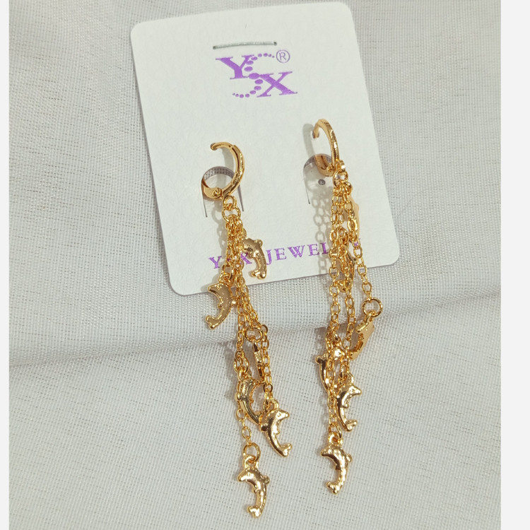 گوشواره آویز دلفین طرح طلاysx