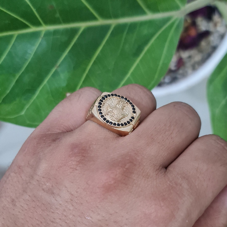 انگشتر تاج مردانه طلاروسی دورنگین