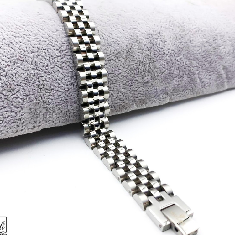 دستبند رولکس اصلی درجه یک پهن نقره ای استیل،دستبند رولکس 15 نقره ای استیل،دستبند مردانه رولکس نقره ای