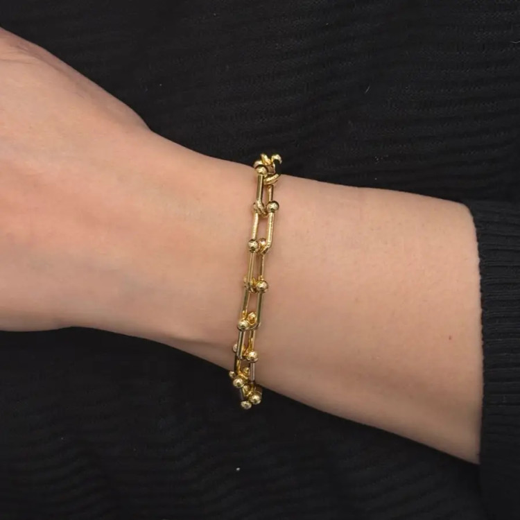 دستبند یونیسکس زنانه و مردانه آبکاری نقره تیفانی tiffany طرح طلا رنگ ثابت کد agy (پس کرایه)
