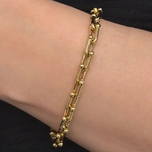 دستبند یونیسکس زنانه و مردانه آبکاری نقره تیفانی tiffany طرح طلا رنگ ثابت کد agy (پس کرایه)