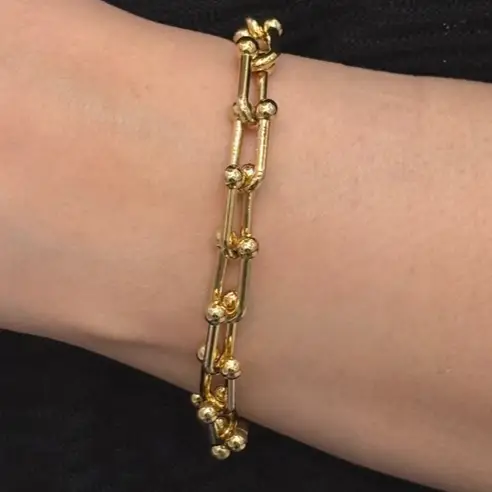 دستبند یونیسکس زنانه و مردانه آبکاری نقره تیفانی tiffany طرح طلا رنگ ثابت کد agy (پس کرایه)