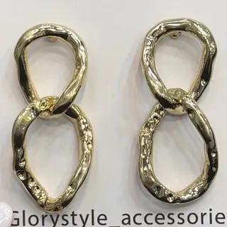 گوشواره زنانه و دخترانه آبکاری نقره طرح دوحلقه مینیمال ضد حساسیت و رنگ ثابت کد agy (پس کرایه)