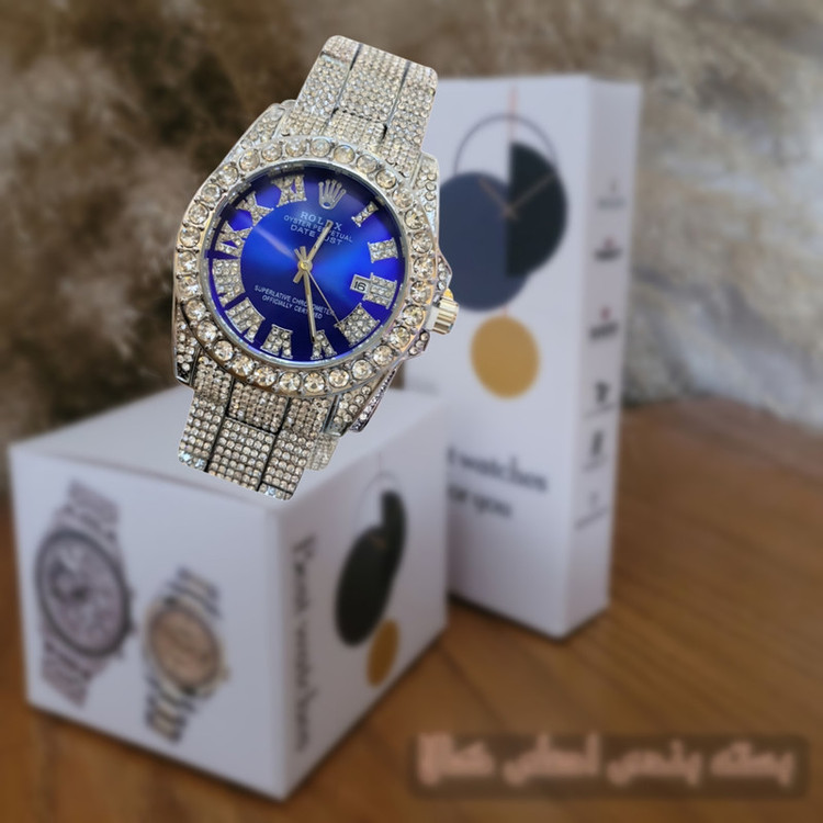 ساعت مچی عقربه ای مدل فول نگین استون قفل مخفی کد 08