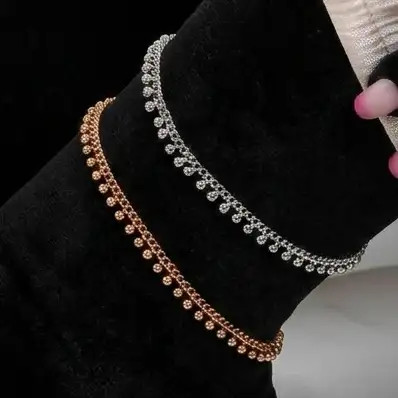 پابند زنانه و دخترانه آبکاری نقره طرح آویز توپی ضد حساسیت رنگ ثابت کد amp (پس کرایه)
