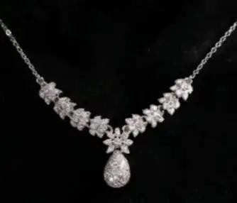نیم ست زنانه گردنبند و گوشواره جواهری نگین کاری طرح آویز قطره ای ضد حساسیت رنگ ثابت کد amp (پس کرایه)