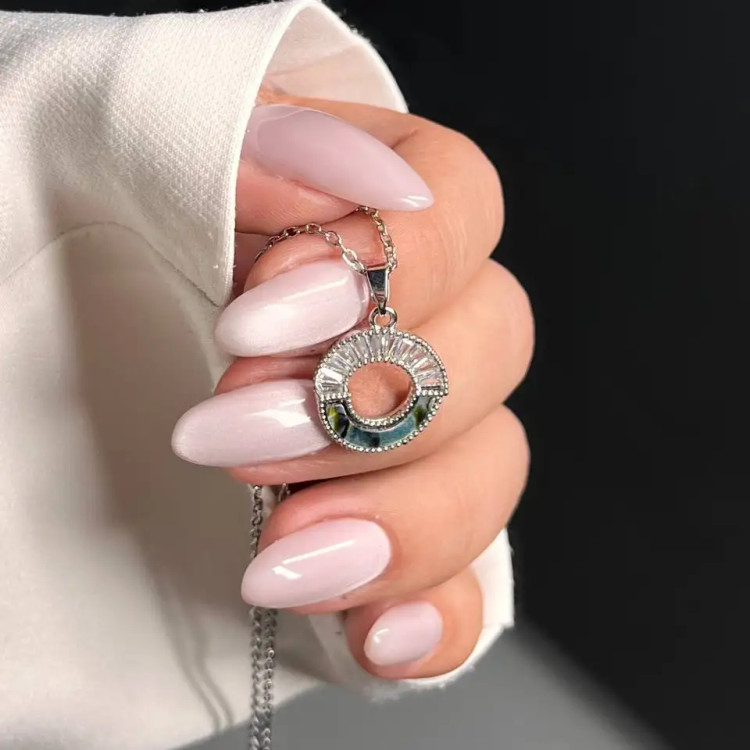 گردنبند و آویز زنانه جواهری طرح حلقه ای نگین تنیسی و رزینی ضد حساسیت رنگ کاملا ثابت کد atk (پس کرایه)