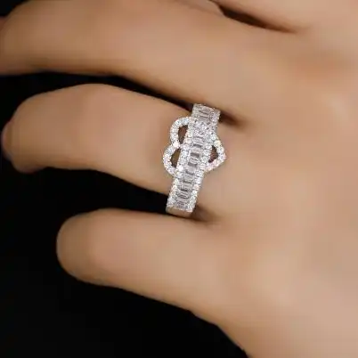 انگشتر زنانه/دخترانه فری سایز free size مدل قلبی جواهری جدید رنگ ثابت کد amp (پس کرایه)