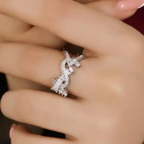 انگشتر زنانه/دخترانه فری سایز free size مدل YS جواهری جدید رنگ ثابت کد amp (پس کرایه)