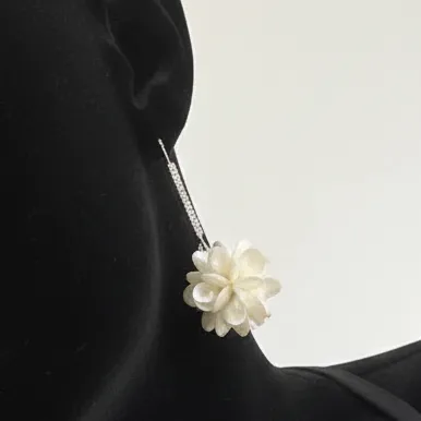 گوشواره زنانه طرح گل چندوجهی آبکاری نقره ضد حساسیت رنگ ثابت کد zmc (پس کرایه)
