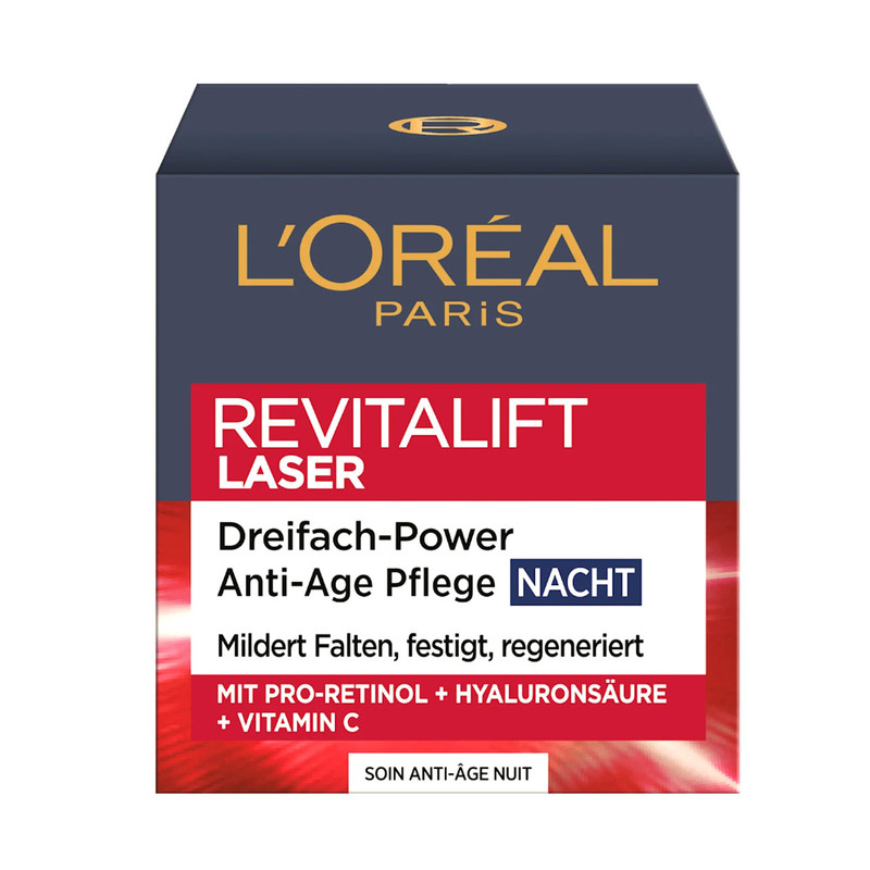 کرم شب ضد چروک لورآل مدل REVITALIFT LASER مناسب برای پوست انواع پوست 50میلی لیتر
