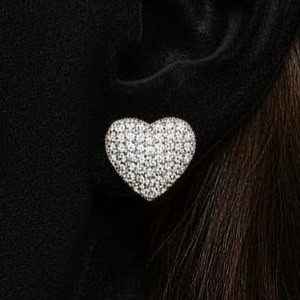 گوشواره زنانه مینیمال طرح قلب نگین کاری شده رنگ کاملا ثابت کد ztj (پس کرایه)