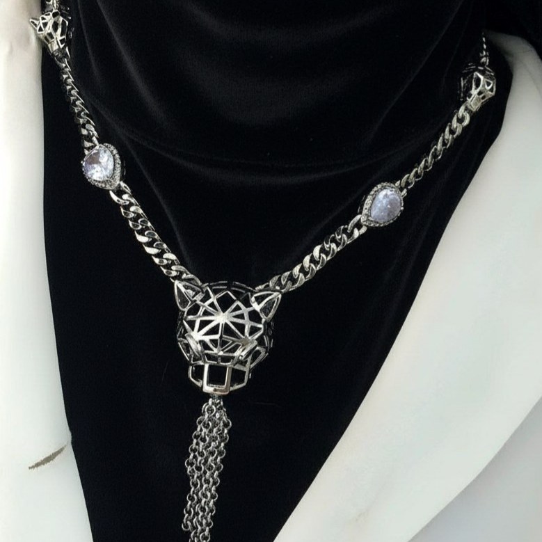 سرویس زنانه پلنگی(پنتر) لیزری سیلور رنگ ثابت کد zmh (پس کرایه)