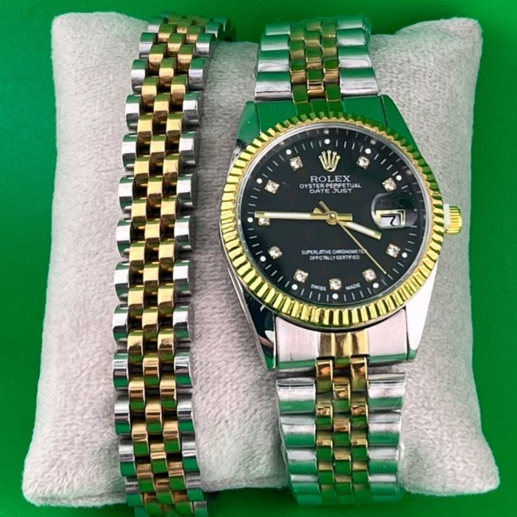 ساعت و دستبند رولکس Rolex مردانه استیل، تاریخ دار و دارای عقربه دید در شب رنگ ثابت کد zki (پس کرایه)