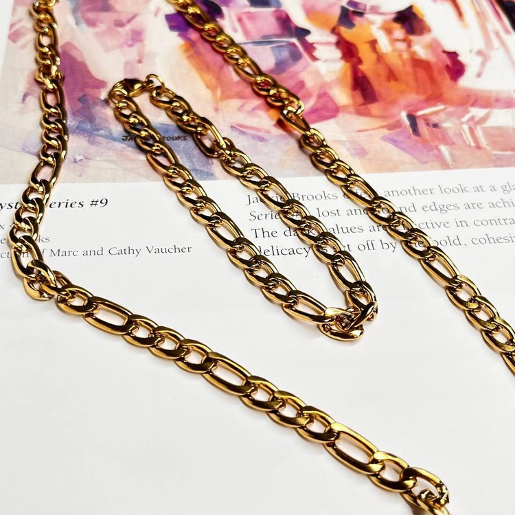 ست گردنبند و دستبند مردانه مدل کارتیر Cartier جنس استیل عیار 316 رنگ کاملا ثابت کد ztk (پس کرایه)
