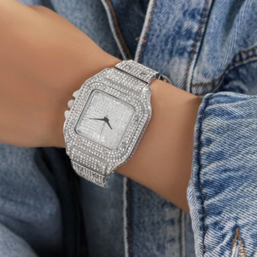 ساعت مچی زنانه کارتیه Cartier قفل پروانه ای فول نگین تقویم دار رنگ ثابت کد zmp (پس کرایه)