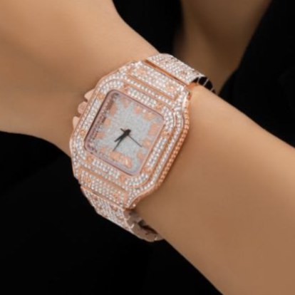 ساعت مچی زنانه کارتیه Cartier قفل پروانه ای فول نگین تقویم دار رنگ ثابت کد zmp (پس کرایه)