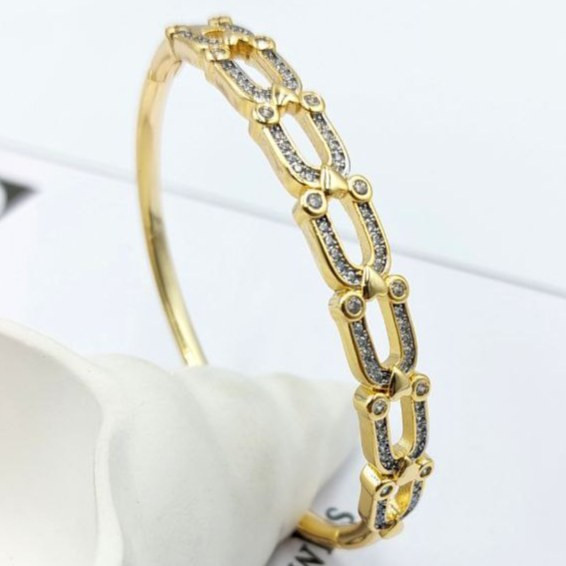 دستبند زنانه طرح تیفانی Tiffany نگین کاری شده سایز freesize رنگ ثابت کد zmp (پس کرایه)