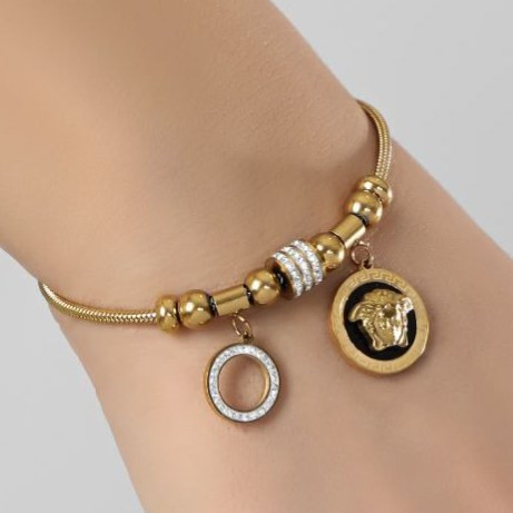 دستبند زنانه طرح ورساچه Versace و کارتیه Cartier فری سایز freesize رنگ ثابت کد zmp (پس کرایه)