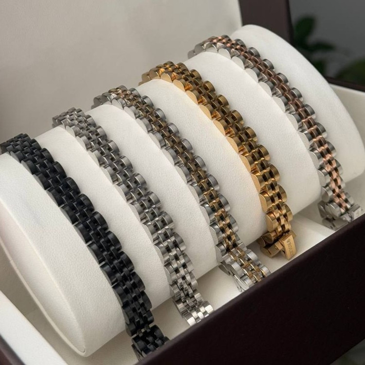 دستبند مردانه Rolex رولکس 8 میلیمتر استیل عیار 316 کیفیت عالی کدsm (پس کرایه)