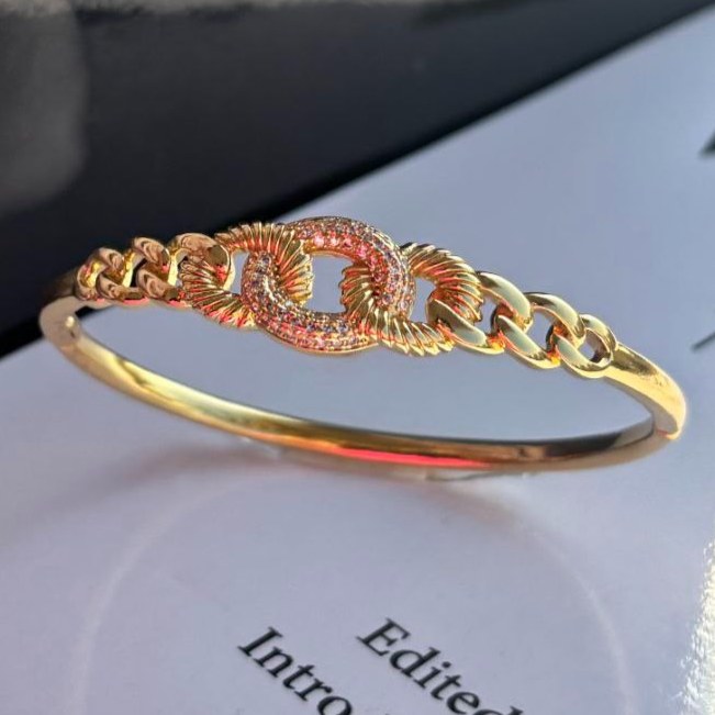 دستبند النگویی نگین دار زنانه طرح کارتیه Cartier فری سایز freesize رنگ ثابت کد sm (پس کرایه)