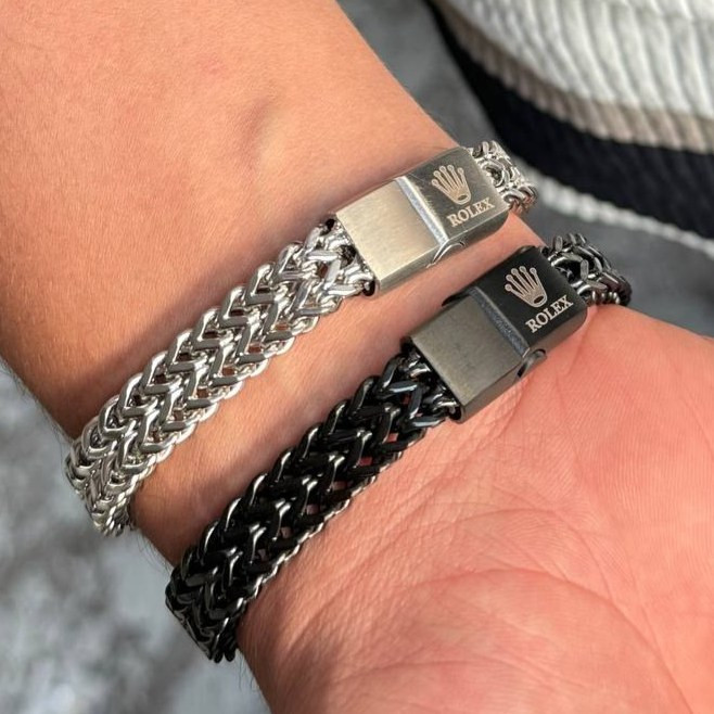 دستبند مردانه چندوجهی با پلاک رولکس Rolex استیل عیار 316 کیفیت عالی رنگ ثابت کدsm (پس کرایه)