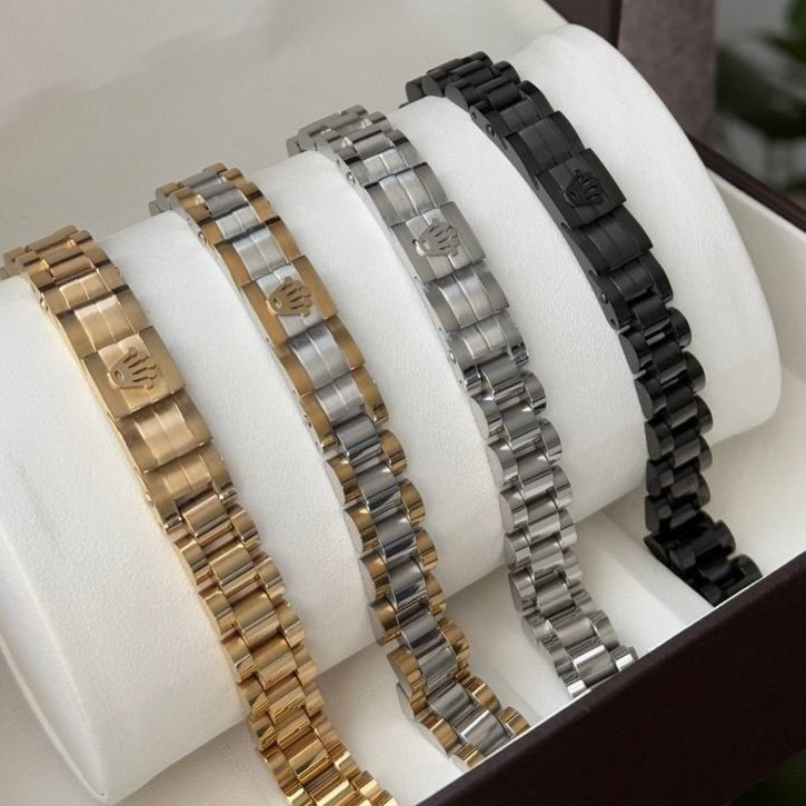 دستبند مردانه رولکس Rolex با پلاک جنس استیل عیار 316 کیفیت عالی کدsm (پس کرایه)