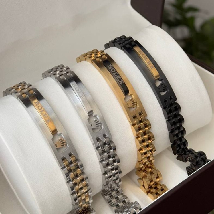 دستبند مردانه رولکس Rolex با پلاک جنس استیل عیار 316 کیفیت عالی کدsm (پس کرایه)