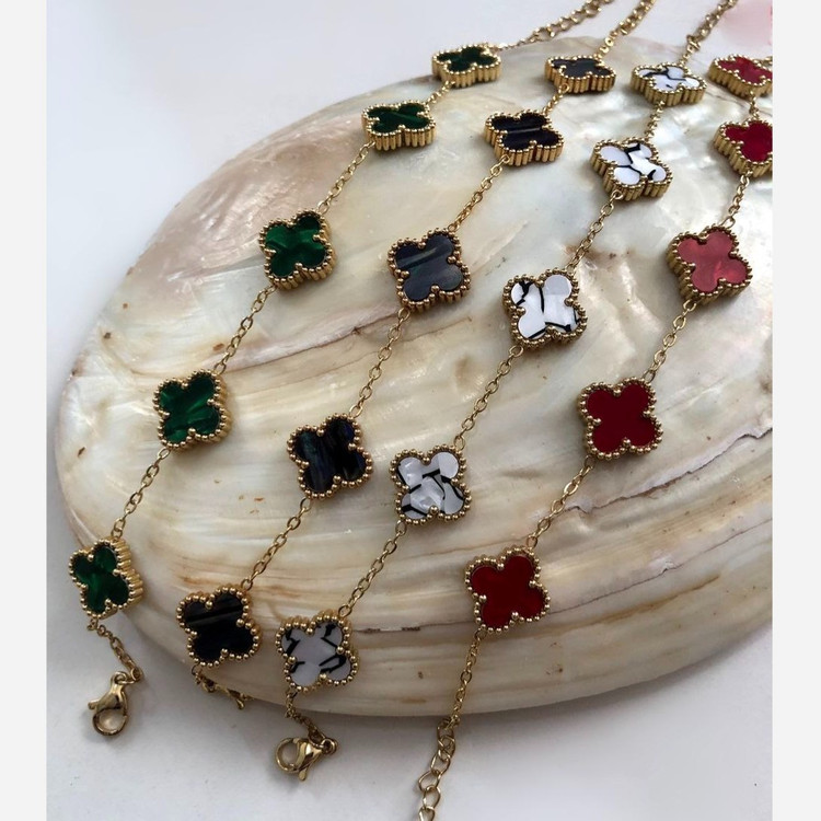 دستبند زنانه طرح ونکلیف Van Cleef چند رنگ فری سایز Freesize رنگ کاملا ثابت کد sm (پس کرایه)