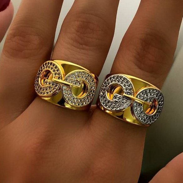 انگشتر زنانه نگین دار طرح گوچی GUCCI فری سایز Freesize رنگ کاملا ثابت کد sm (پس کرایه)