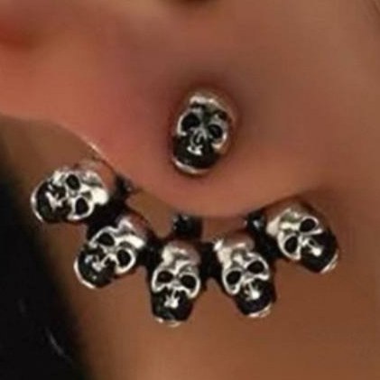 گوشواره استیل طرح جمجمه رنگ ثابت کد sf (پس کرایه)