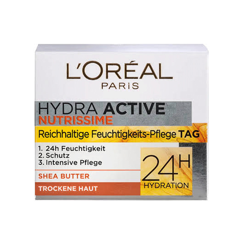 کرم آبرسان روز صورت لورآل پاریس مدل Hydra Active 3 Nutrissime مناسب برای انواع پوست حجم 50 میلیلیتر
