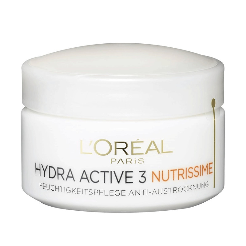 کرم آبرسان روز صورت لورآل پاریس مدل Hydra Active 3 Nutrissime مناسب برای انواع پوست حجم 50 میلی‌لیتر