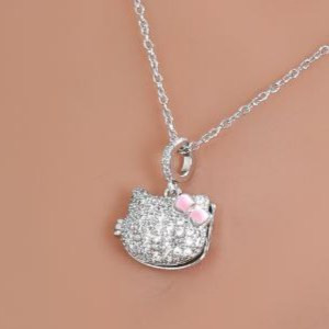 گردنبند و آویز پلاک زنجیر استیل زنانه طرح گربه کیتی نگین تنوع طرح رنگ کاملا ثابت کد mp (پس کرایه)