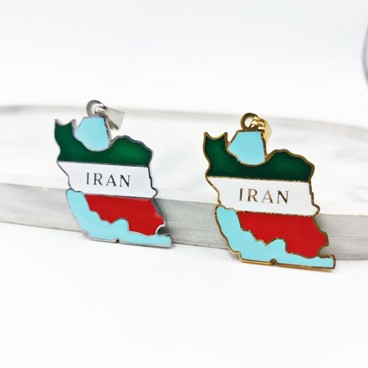 گردنبند و آویز پلاک استیل مردانه طرح نقشه ایران رنگ کاملا ثابت کد mp (پس کرایه)