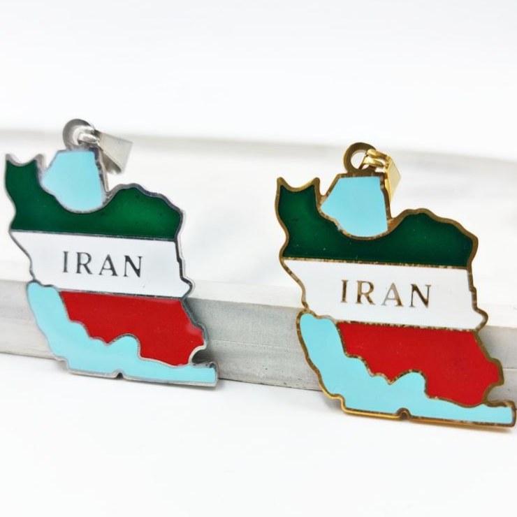 گردنبند و آویز پلاک استیل مردانه طرح نقشه ایران رنگ کاملا ثابت کد mp (پس کرایه)