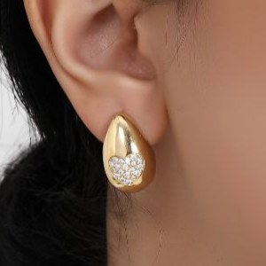 ست گردنبند و گوشواره طرح جواهری زنانه طرح قلب نگین تنوع طرح رنگ کاملا ثابت کد mp (پس کرایه)