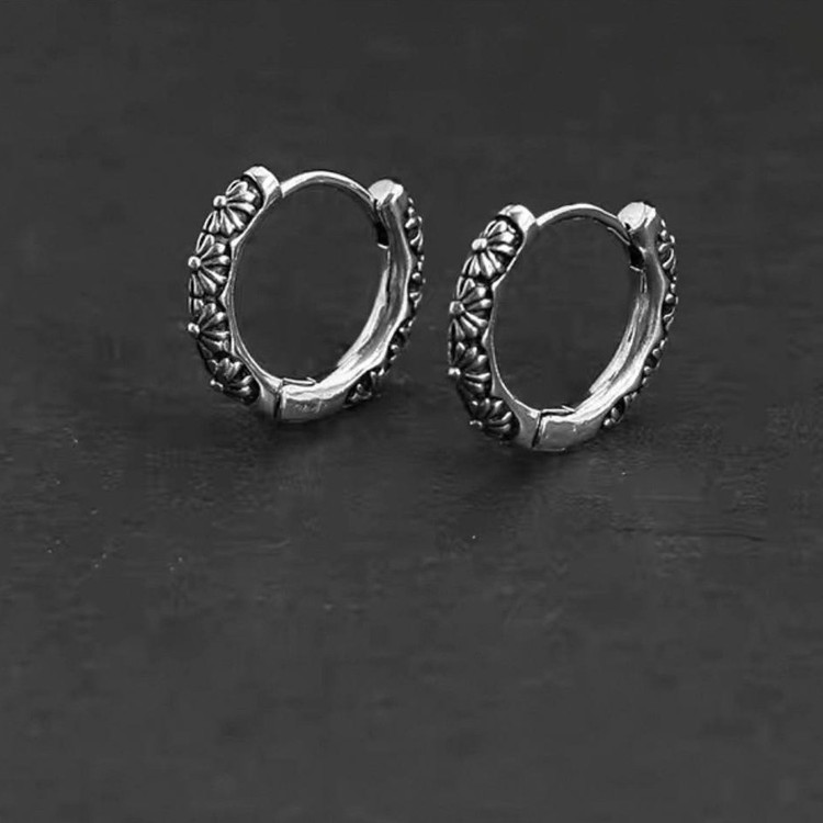 گوشواره استیل حلقه ای گل رنگ ثابت کد sf (پس کرایه)