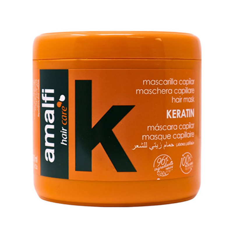 ماسک مو ترمیم کننده آمالفی مدل Keratin مناسب موهای کراتین شده حجم 500 میلیلیتر