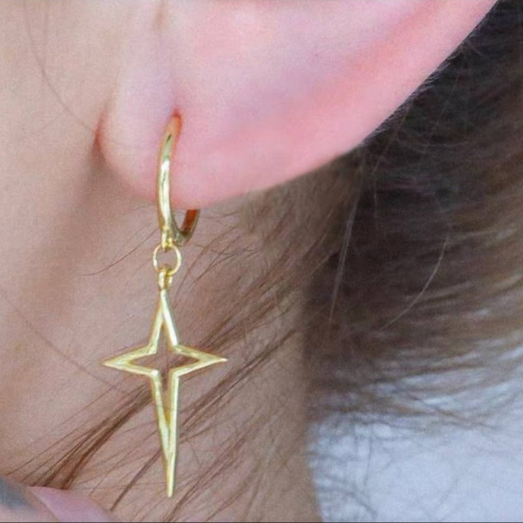 گوشواره استیل حلقه ای طرح ستاره کد sf (پس کرایه)